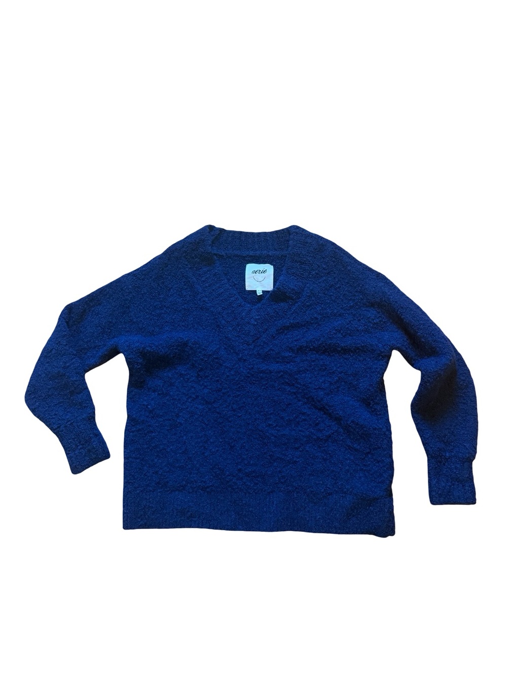 Aerie Deep Blue V-Neck Oversized Cozy Sweater